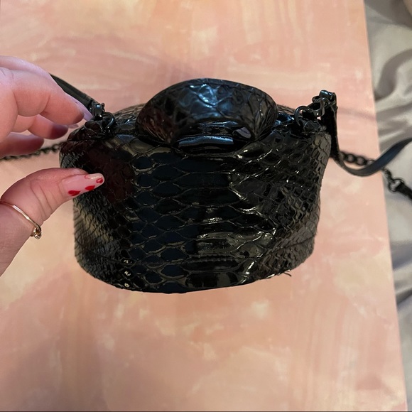 Victoria Secret Black Embossed Python Print Mini Backpack - Picture 7 of 9